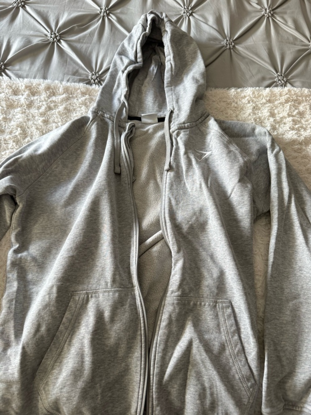 Gymshark Light Gray Fleece Zip Hoodie